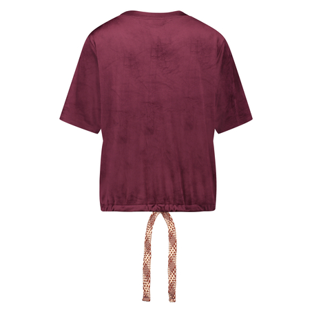 Top de terciopelvo de manga corta, Rojo