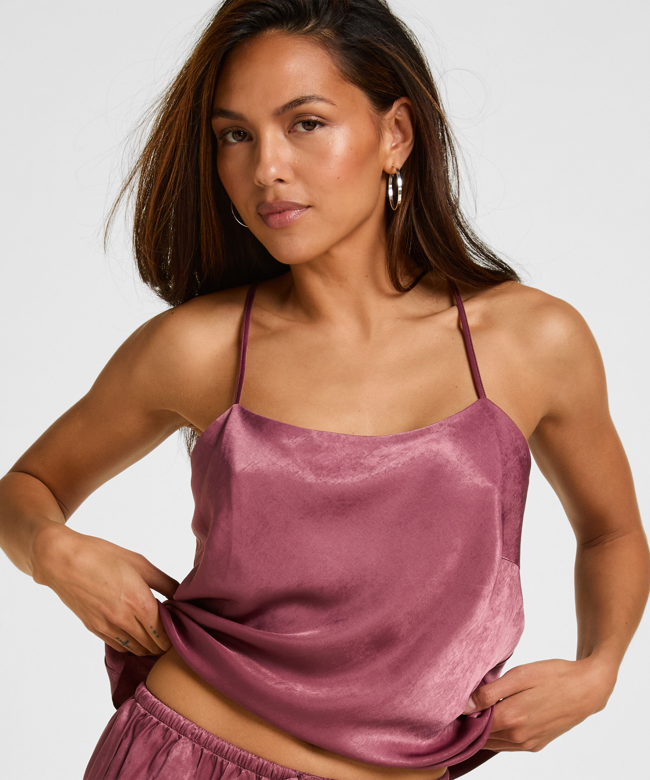 Camiseta top Satin Ayla, Morado