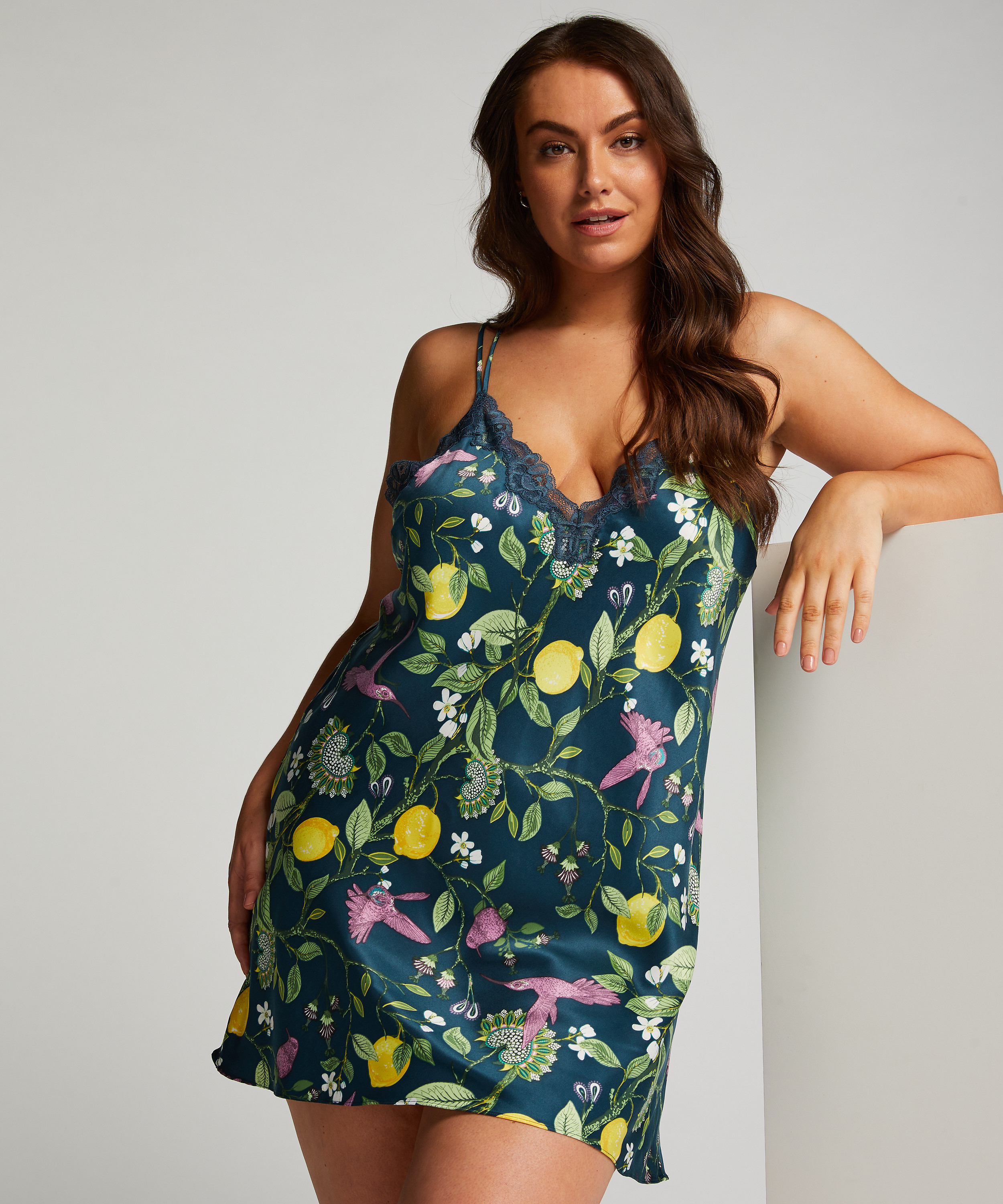 Vestido lencero Satin, Azul, main