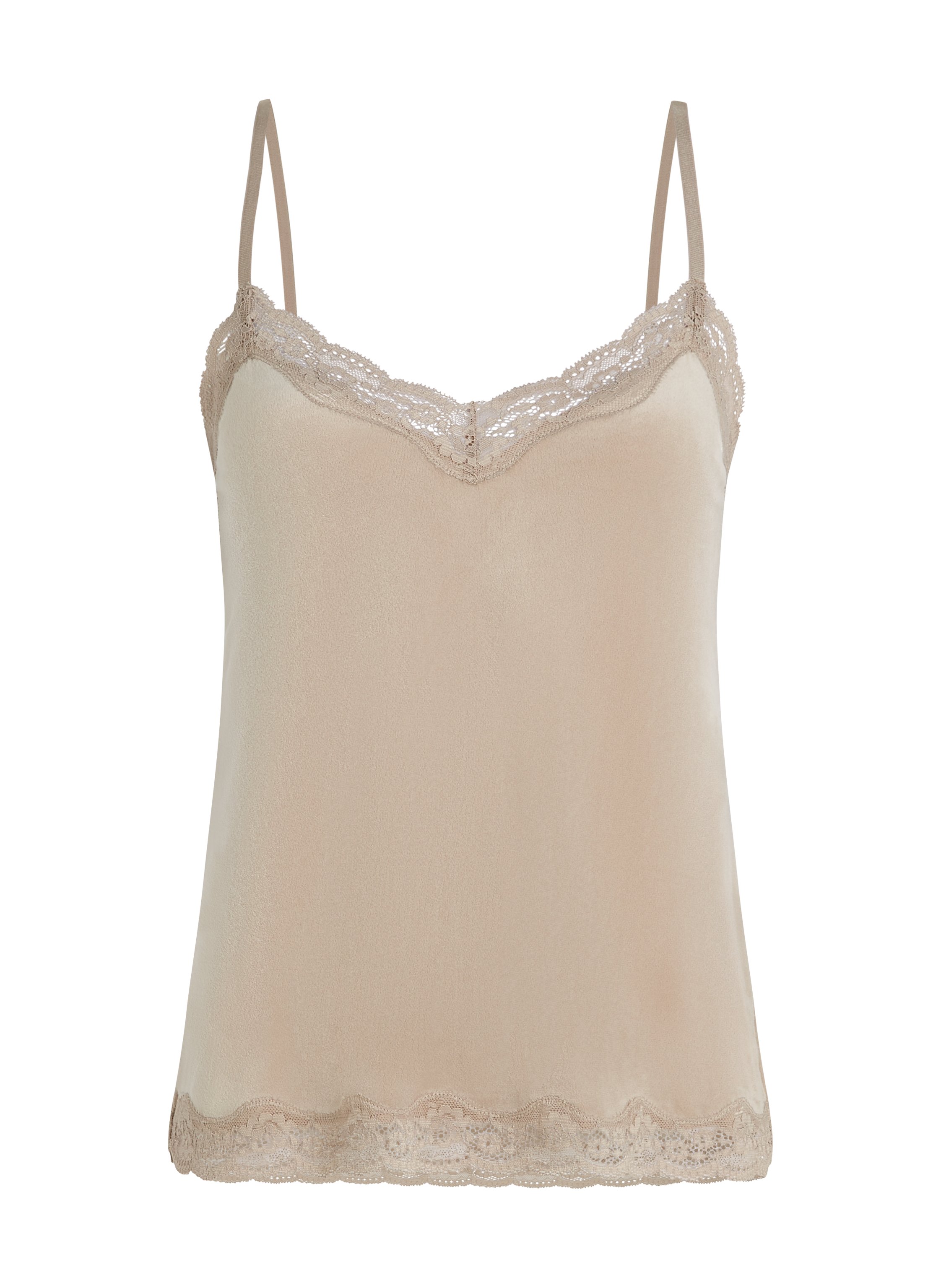 Camiseta top Velours Lace, Beige, main