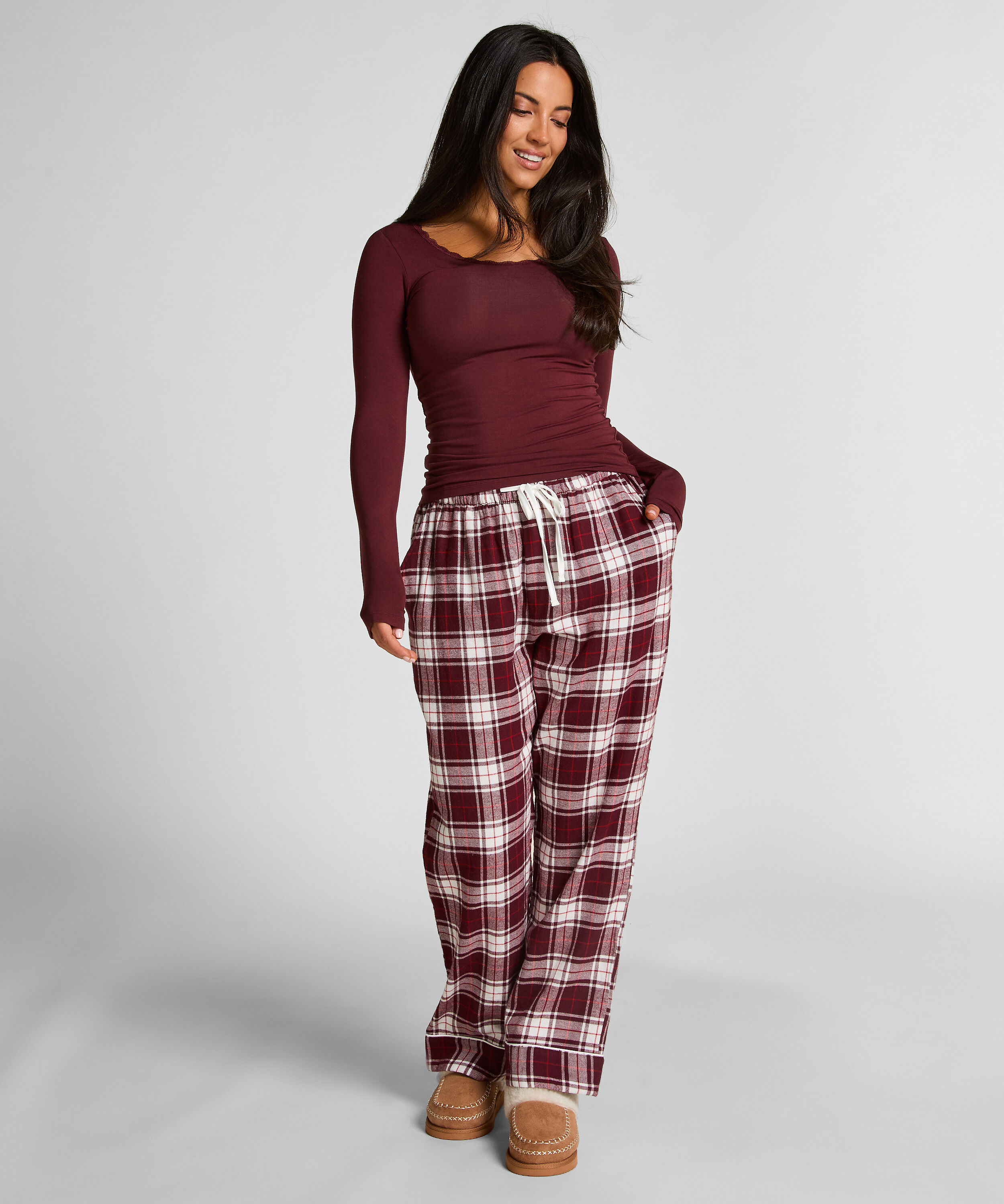 Petite pantalones de pijama de franela, Morado