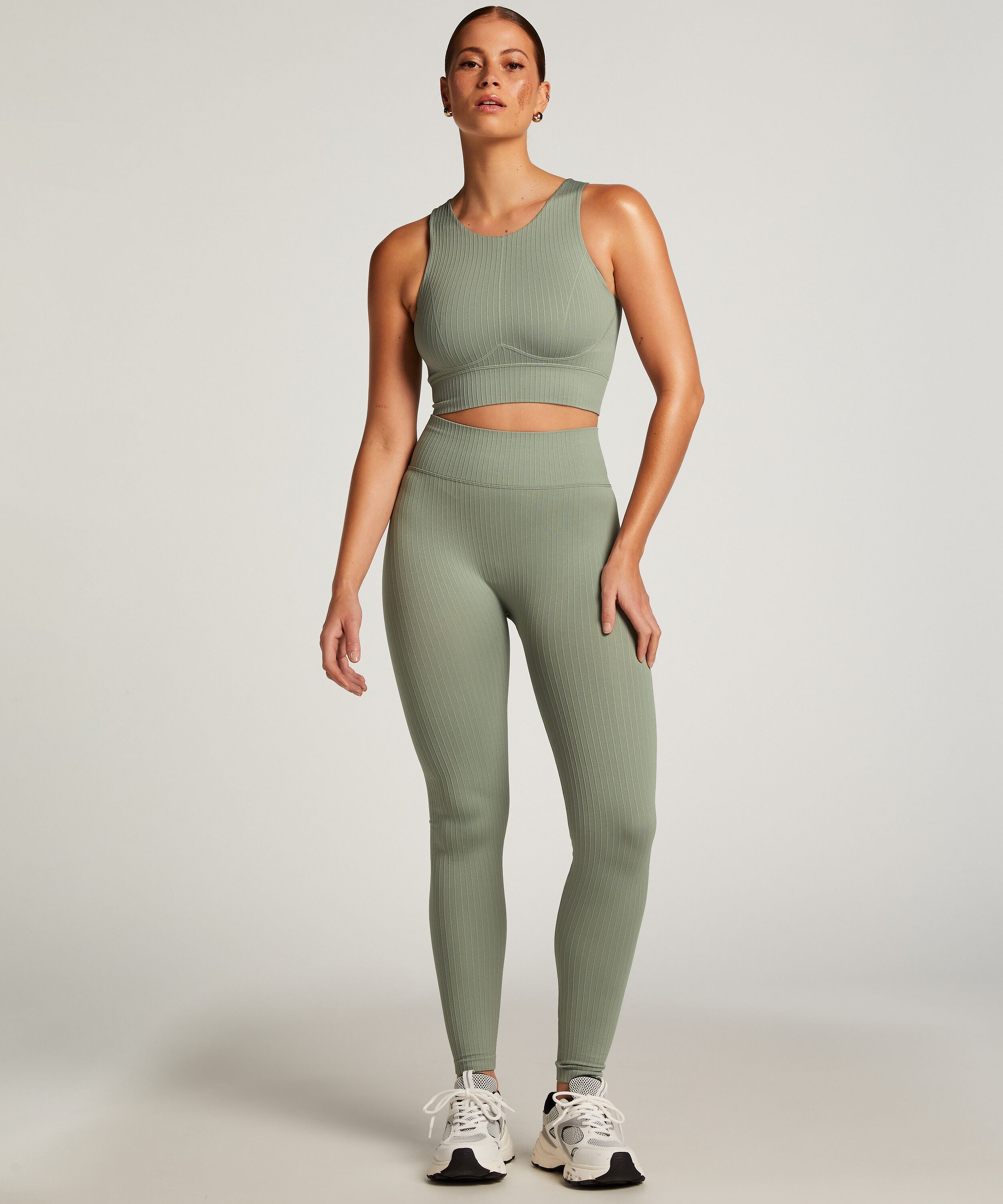 Leggings deportivos sin costuras y de cintura alta HKMX, Verde