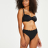 Top de bikini de aros no preformado Scallop Glam, Negro