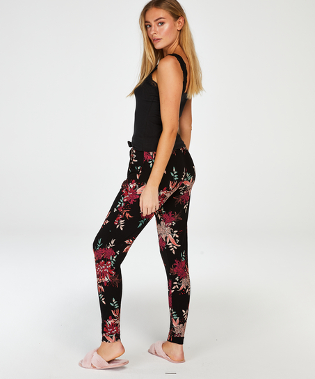 Cami Top Rib Lace, Negro