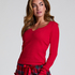 Top V-neck long sleeves, Rojo
