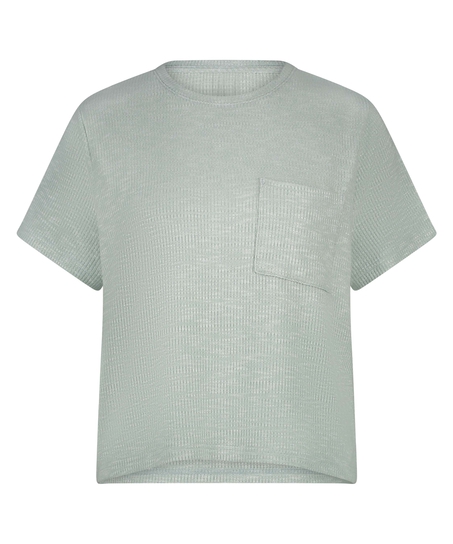 Top de manga corta de canalé, Verde