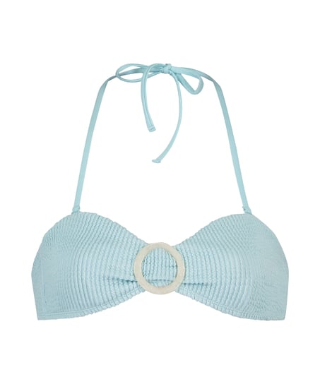 Top de bikini bandeau Crinkle, Azul
