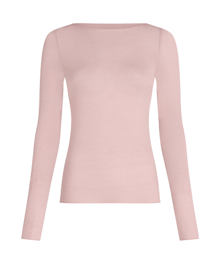 Camiseta super suave de cachemir con escote barco, Rosa