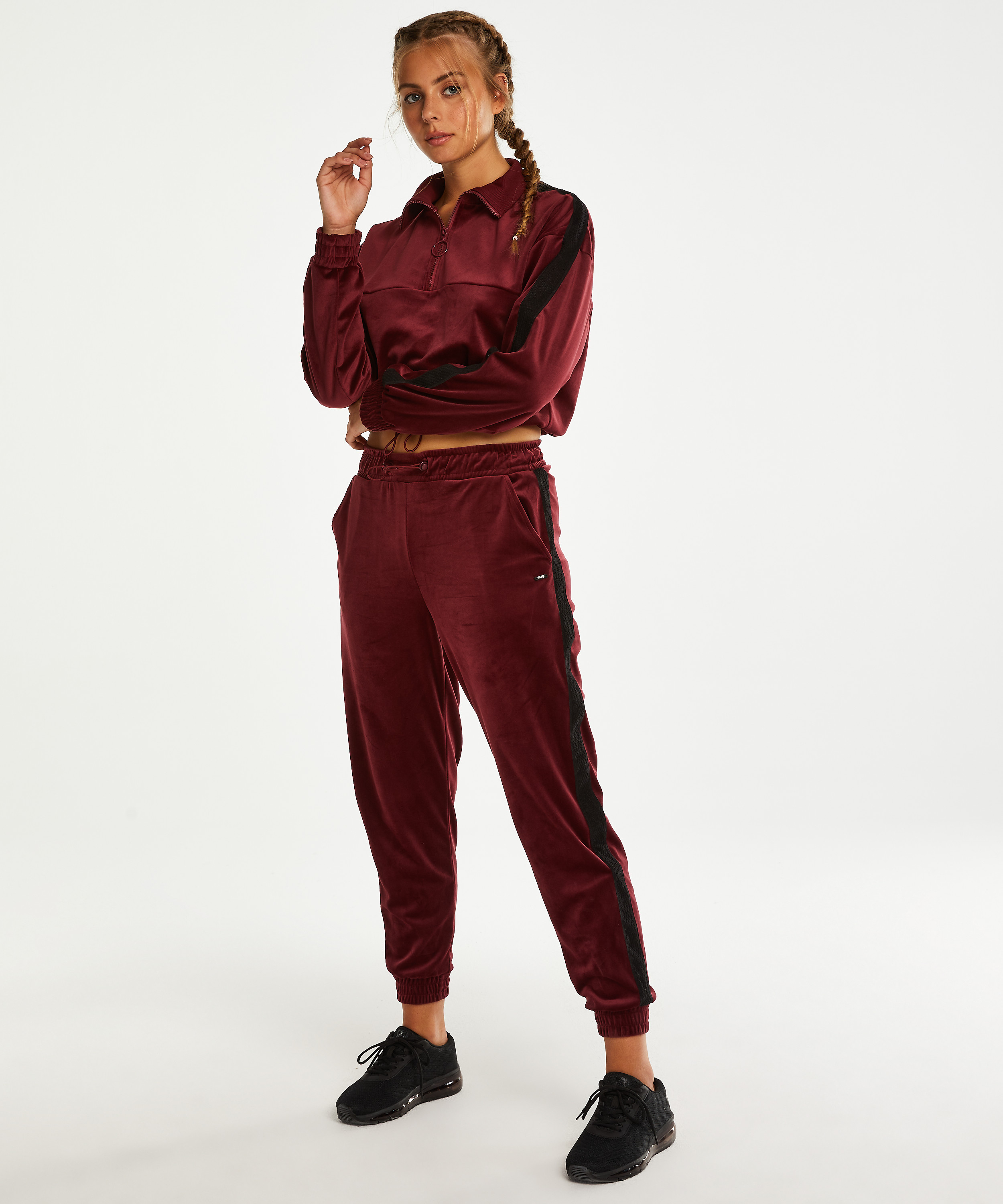 Pantal&oacute;n de deporte de terciopelo HKMX, Rojo, main