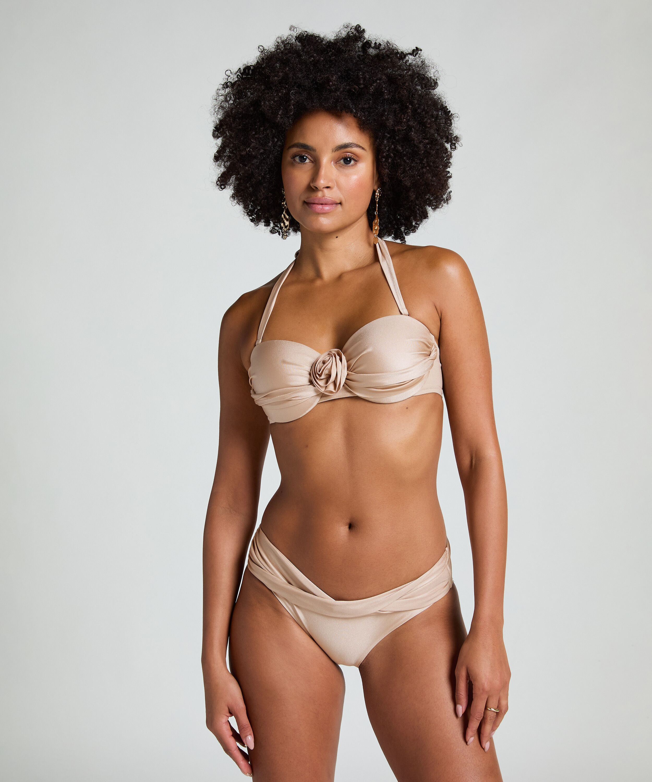 Top de bikini bandeau Lima, Beige