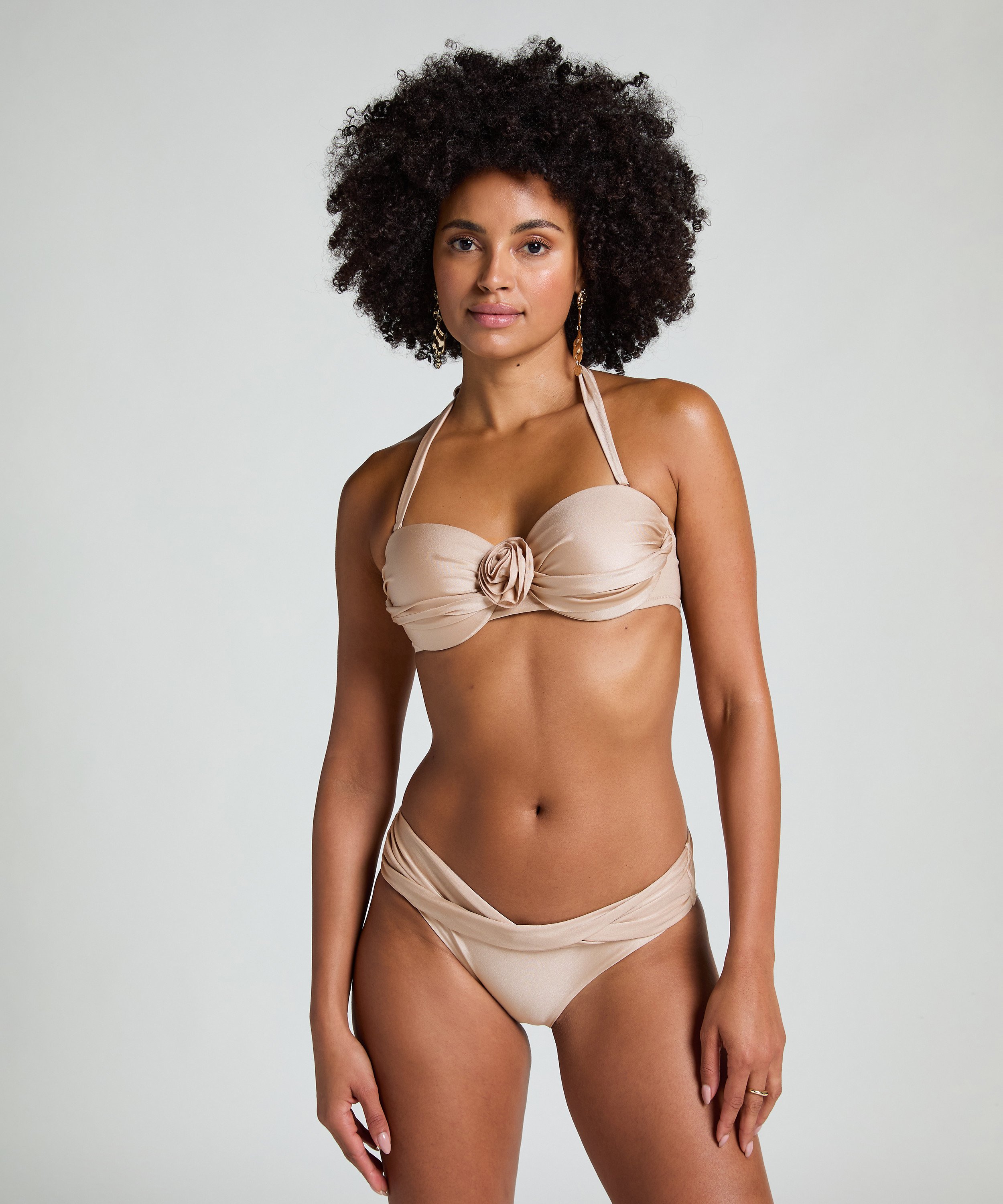 Top de bikini bandeau Lima, Beige, main