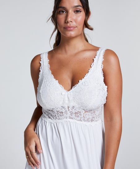Vestido lencero Nora Lace, Blanco