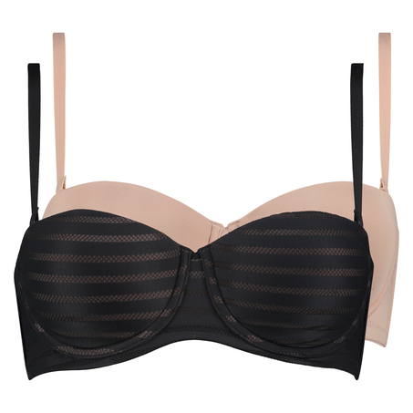 2-pack padded underwired bras Lace, Negro