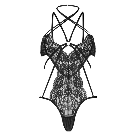 Bodi con entrepierna abierta Stormy, Negro