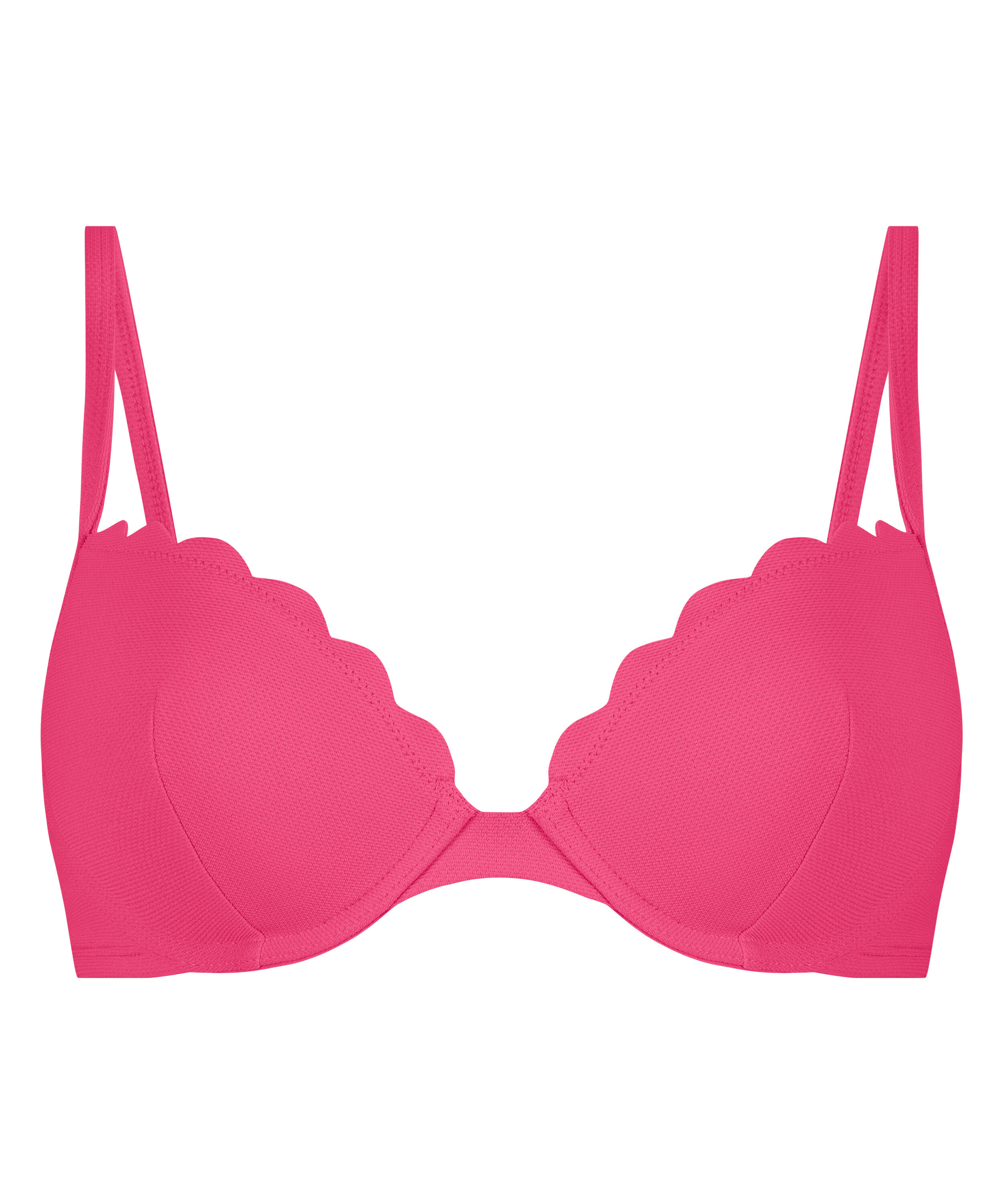Top de bikini con aros preformado Scallop, Rosa