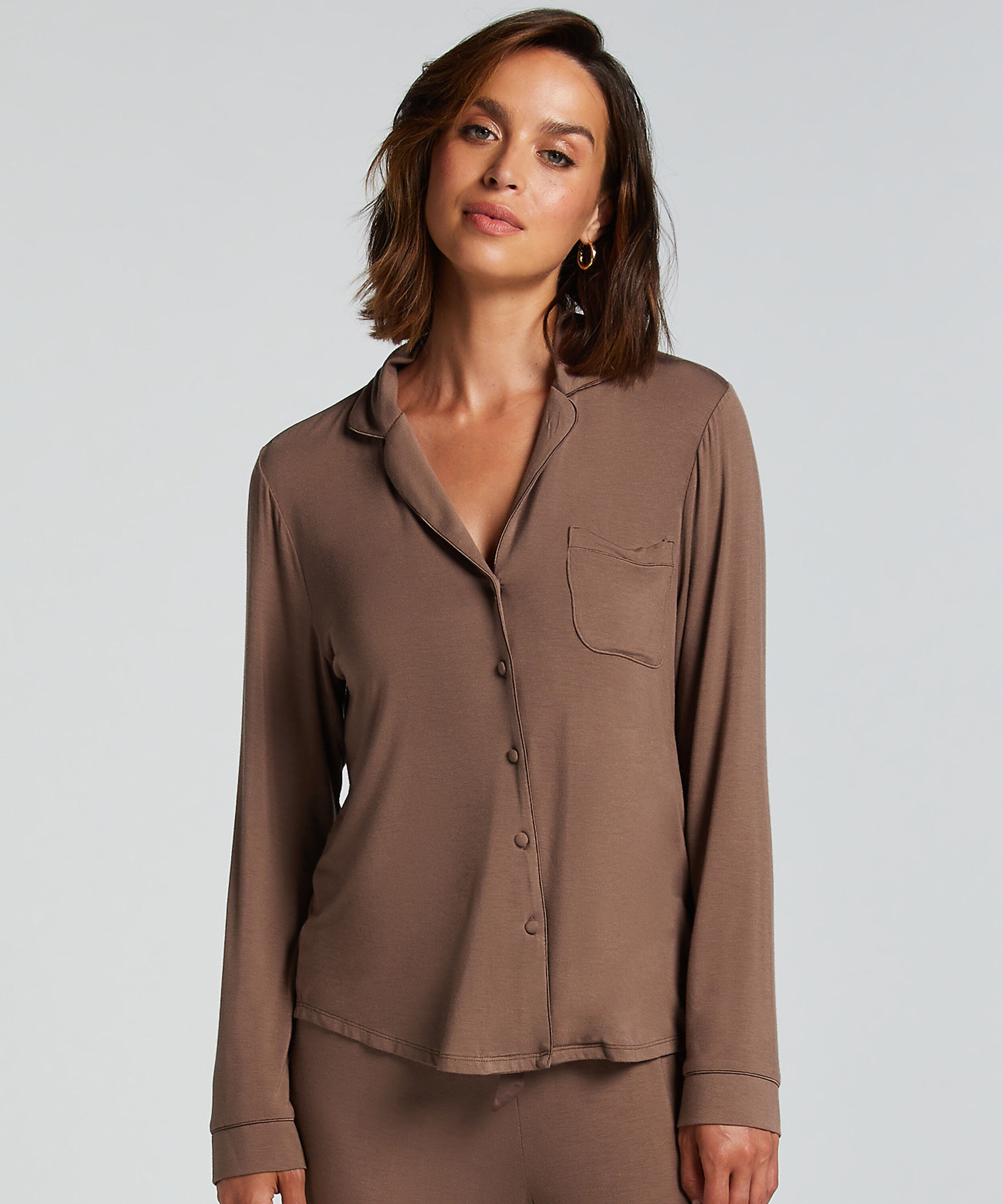 Chaqueta de manga larga de jersey Essentil, Marrón