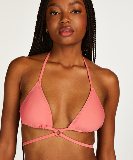 Top de bikini de triángulo con abalorios Sicilia, Naranja