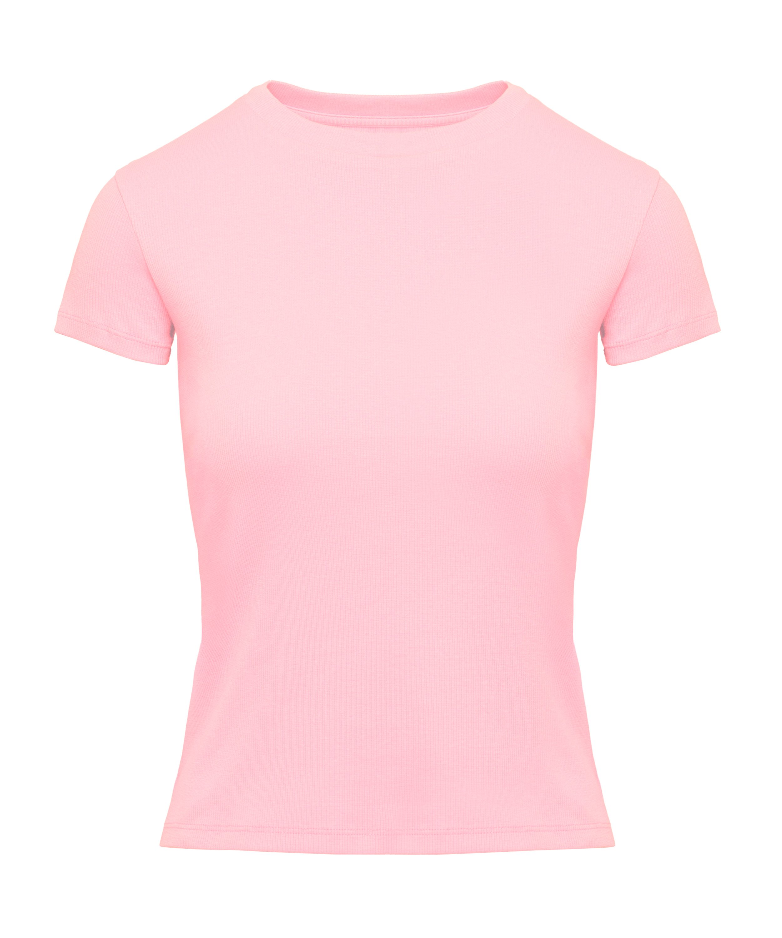 Top de pijama de manga corta rib crew neck, Rosa, main