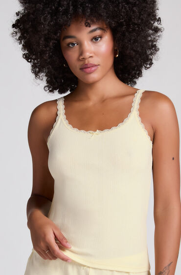 Hunkemöller Camiseta sin mangas en pointelle Amarillo