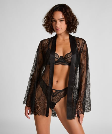 Kimono Allover Lace, Negro