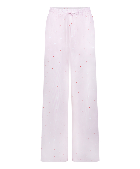 Pantal&oacute;n de algod&oacute;n a rayas con coraz&oacute;n, Blanco