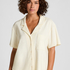 Camisa abotonada con textura de toalla, Blanco