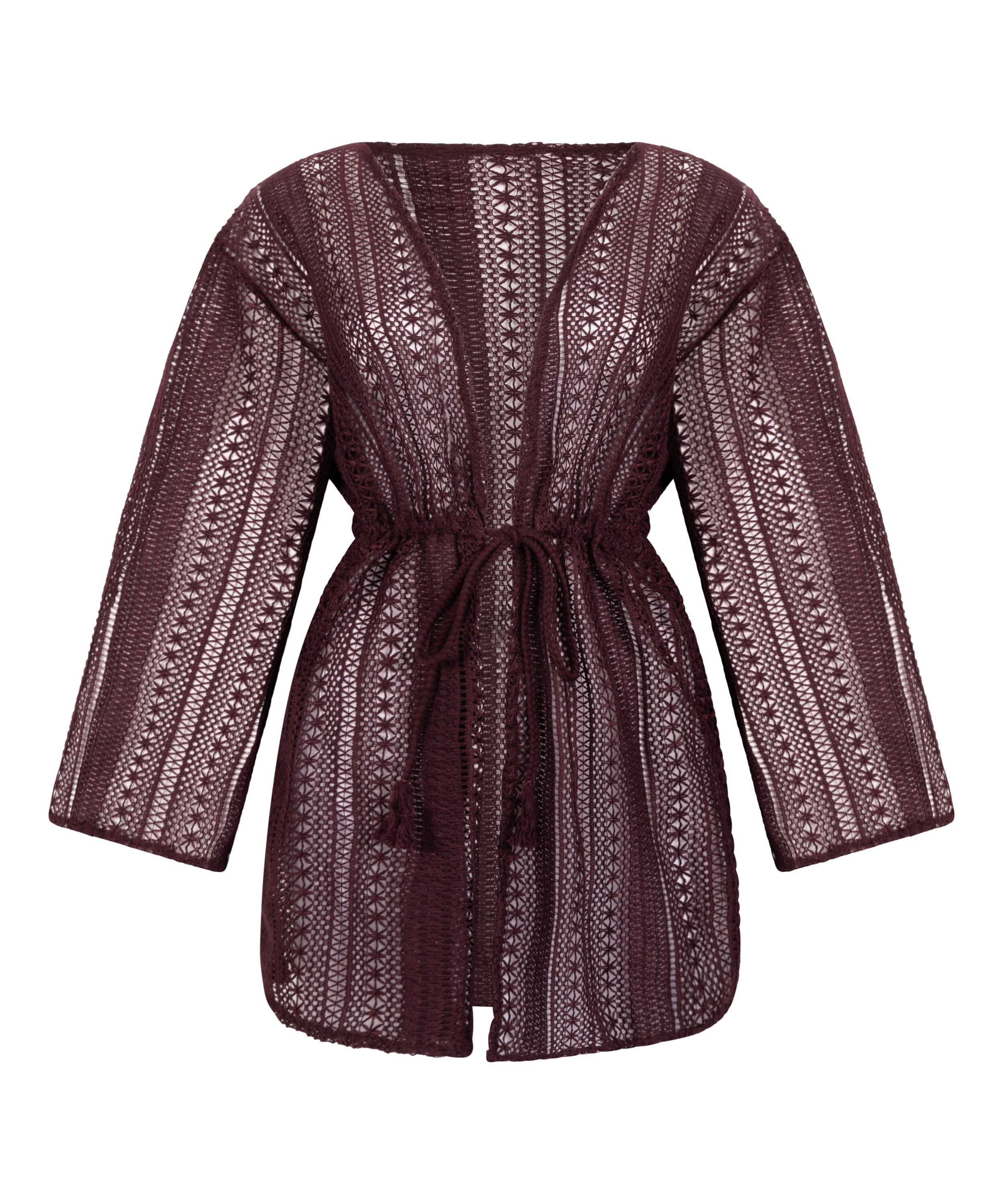 Caft&aacute;n playero de ganchillo, Morado