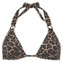 Top de bikini triangular Leopard, Beige