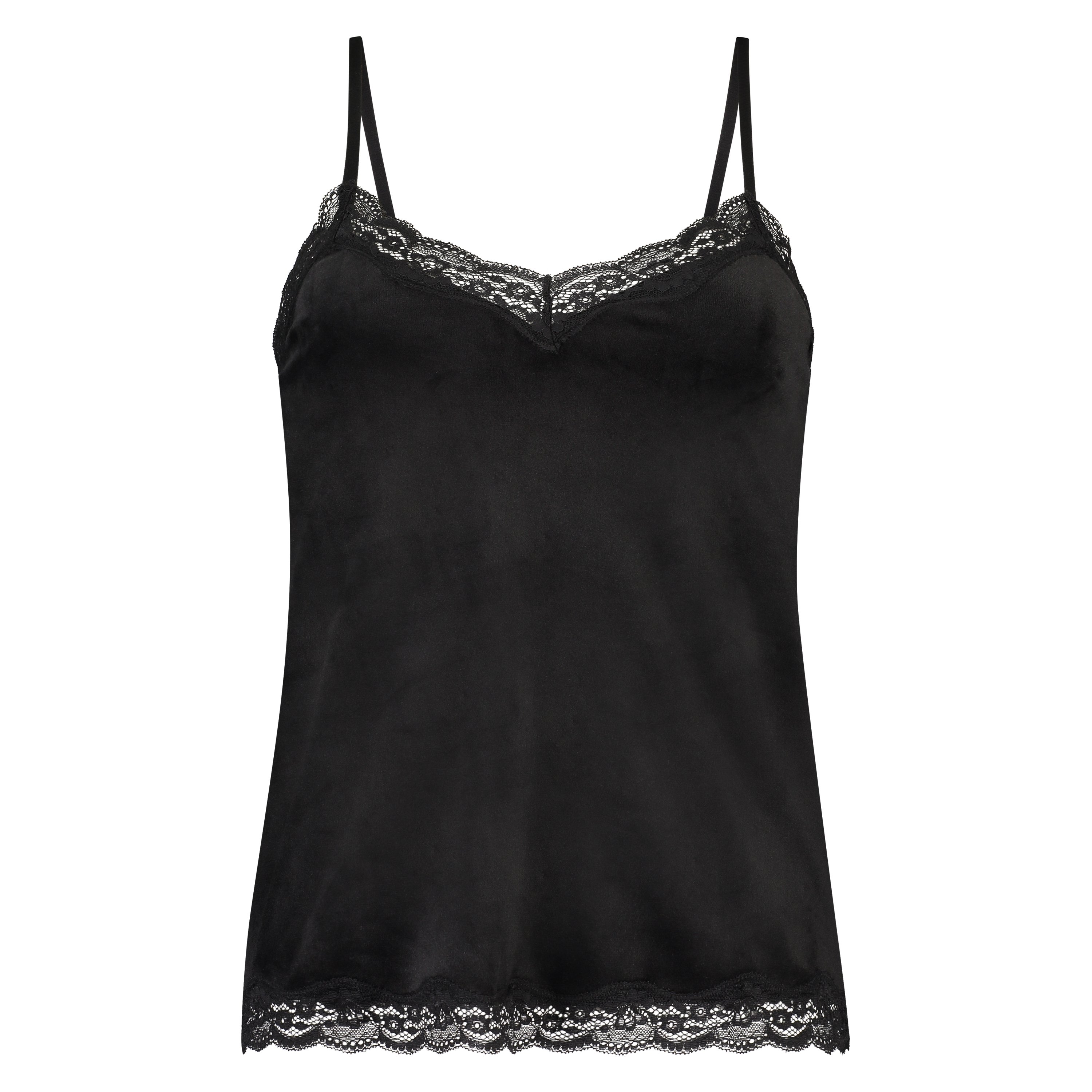 Camiseta top Velours Lace, Negro, main