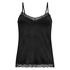Camiseta top Velours Lace, Negro