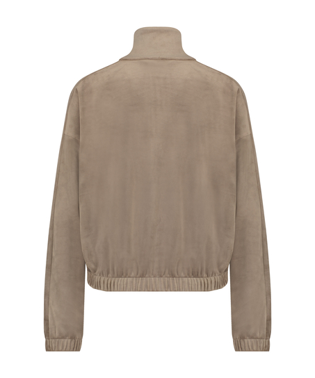 Top de terciopelo de manga larga, Marr&oacute;n