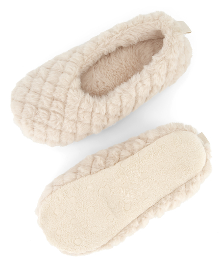 Pantuflas de bailarina esponjosas, Beige