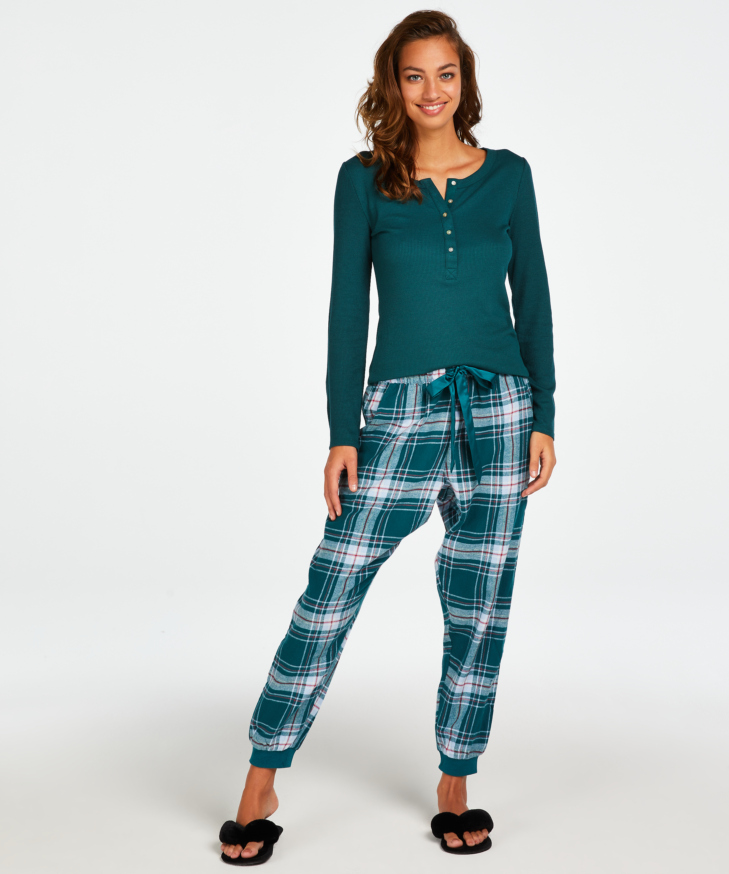 Pantal&oacute;n de pijama Petite Twill Check, Azul, main