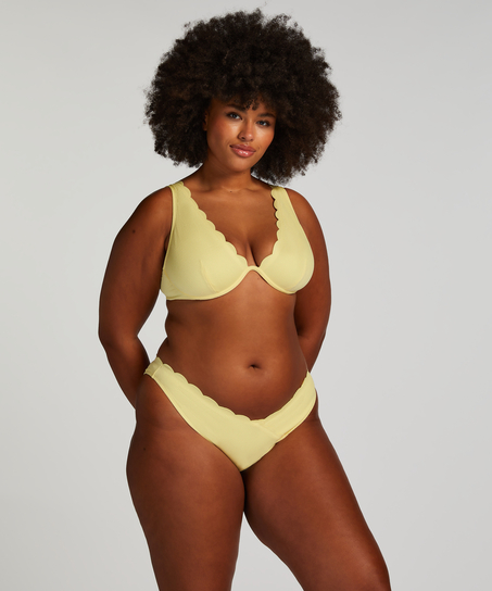 Braguita de Bikini de Corte Alto Scallop, Amarillo