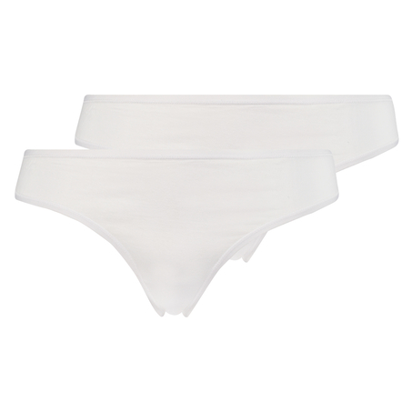 Juego de 2 tangas micro Kim Cotton, Blanco