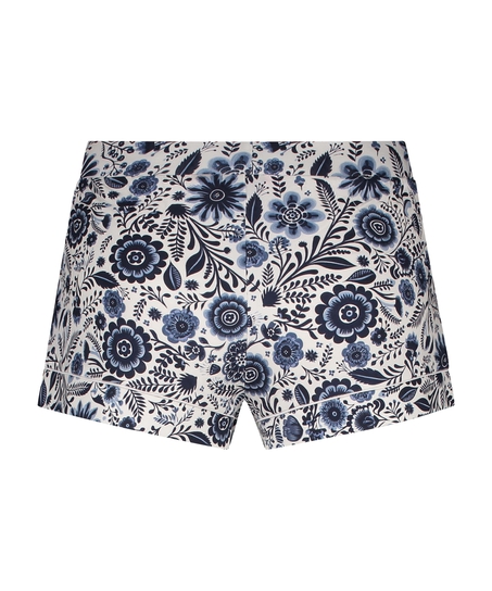 Pantalón corto de pijama de tejido de punto, Blanco