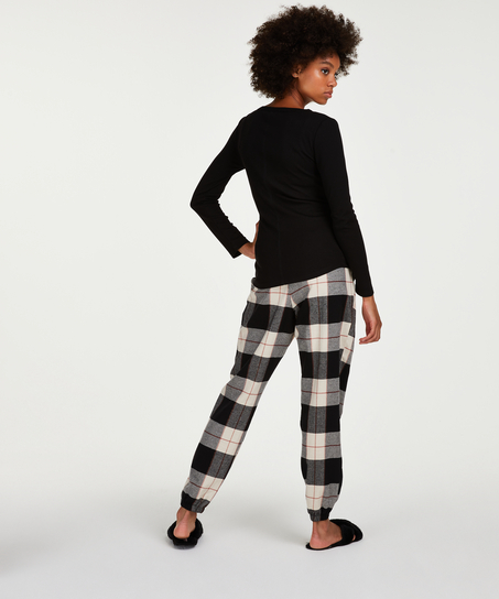 Pantal&oacute;n de pijama Twill Check, Negro