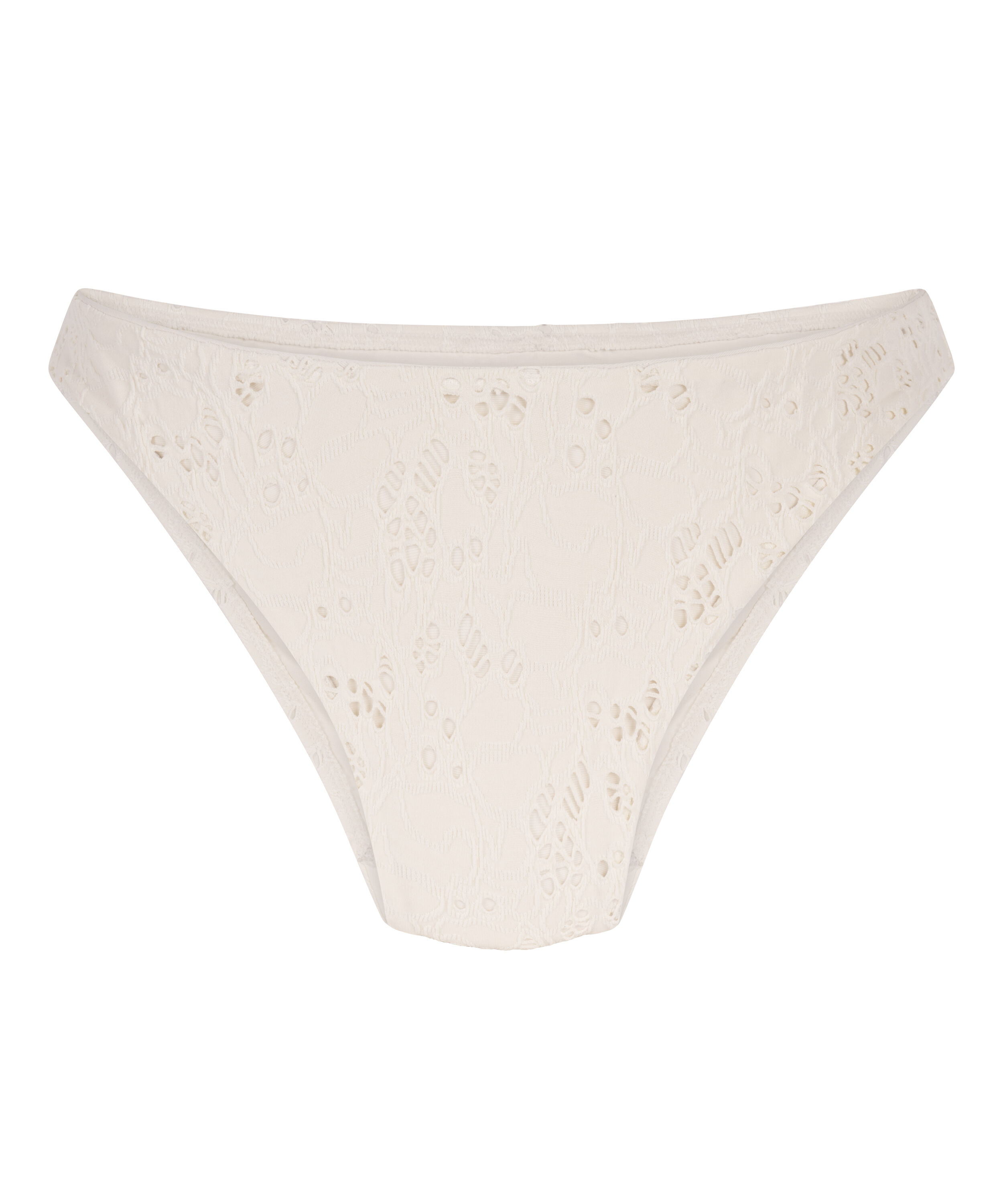 Braguita de bikini de tiro alto de ganchillo, Blanco