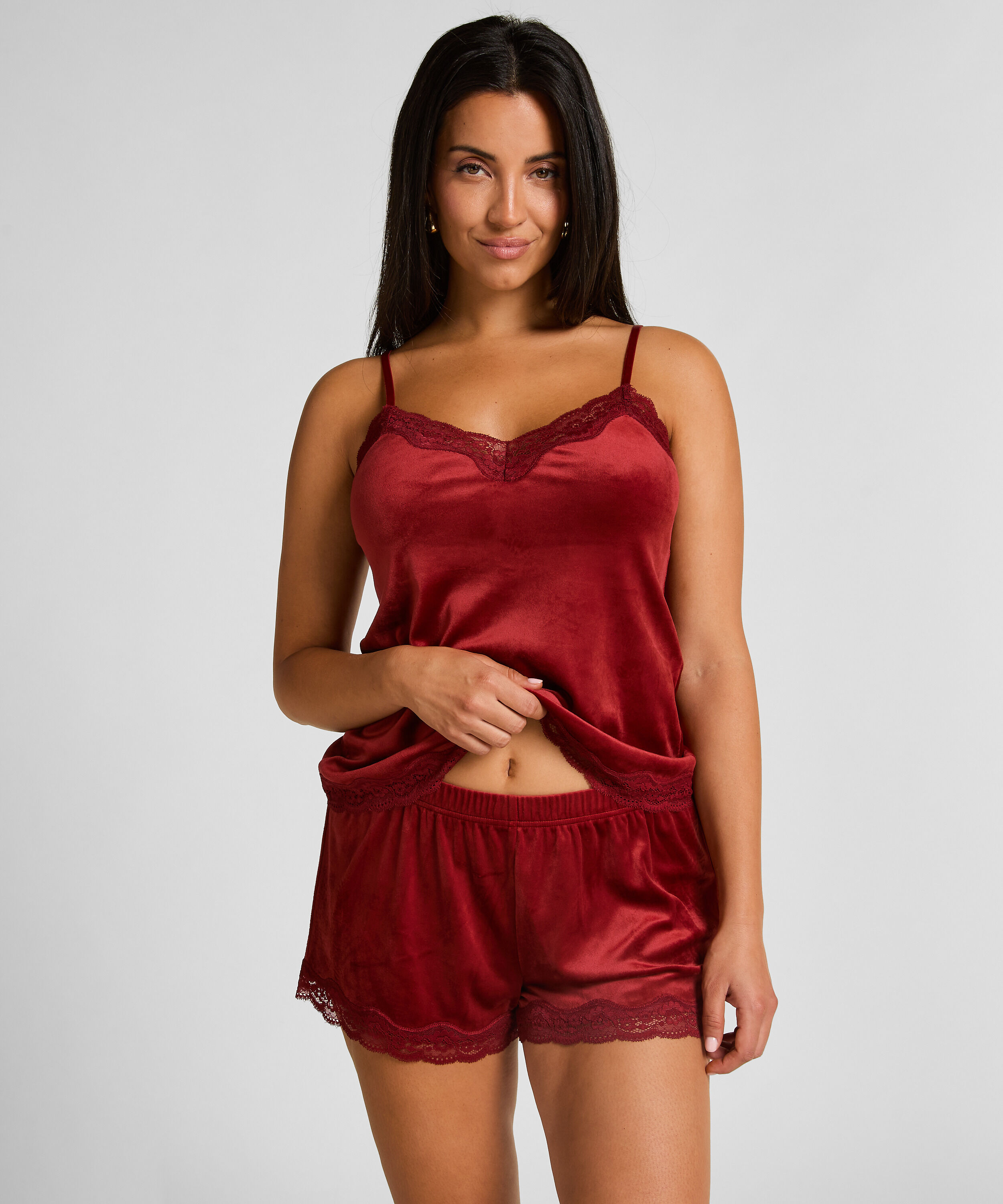 Short Velours Lace, Rojo