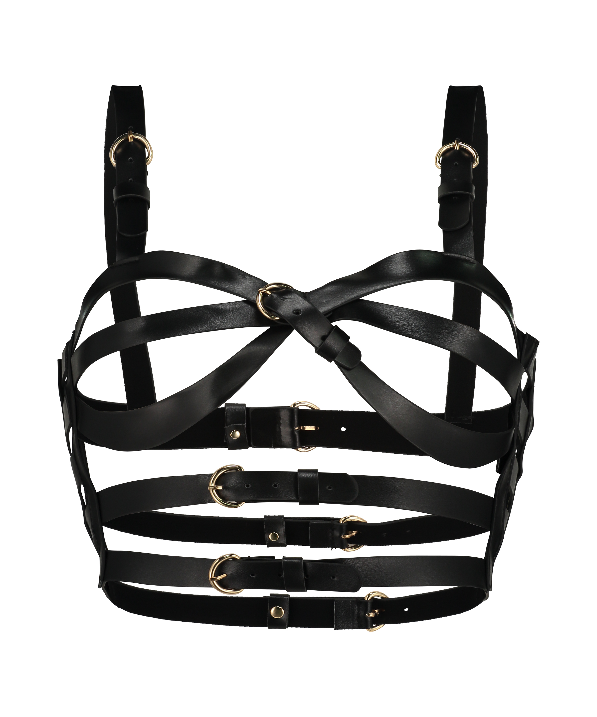 Bralette de piel sintética, Negro, main