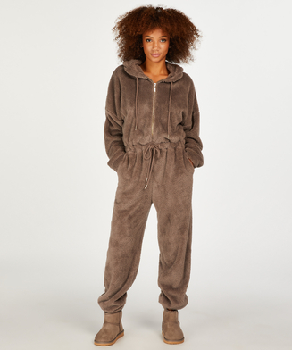Pijama de una pieza de vellón, marrón