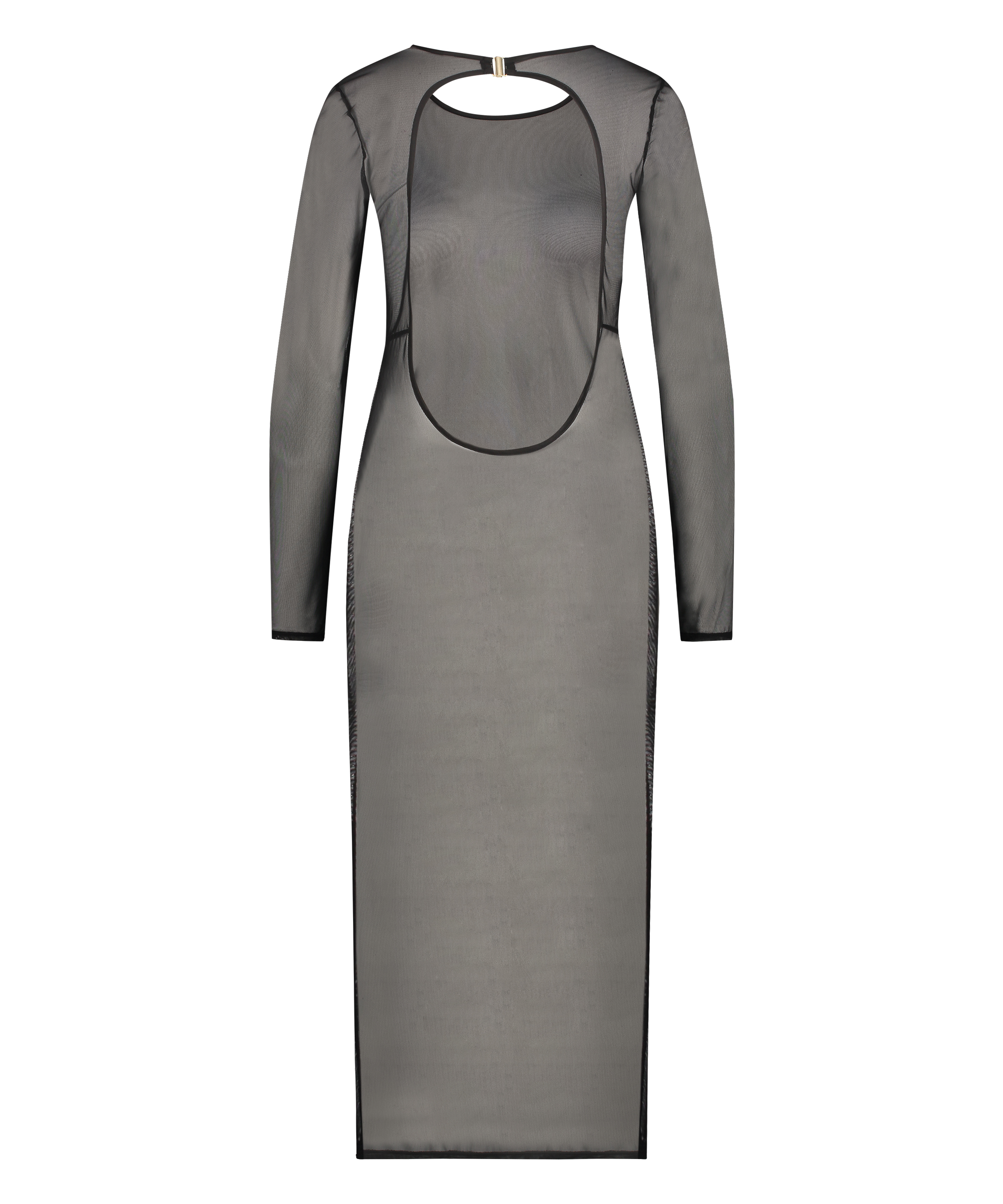 Vestido largo transparente, Negro, main