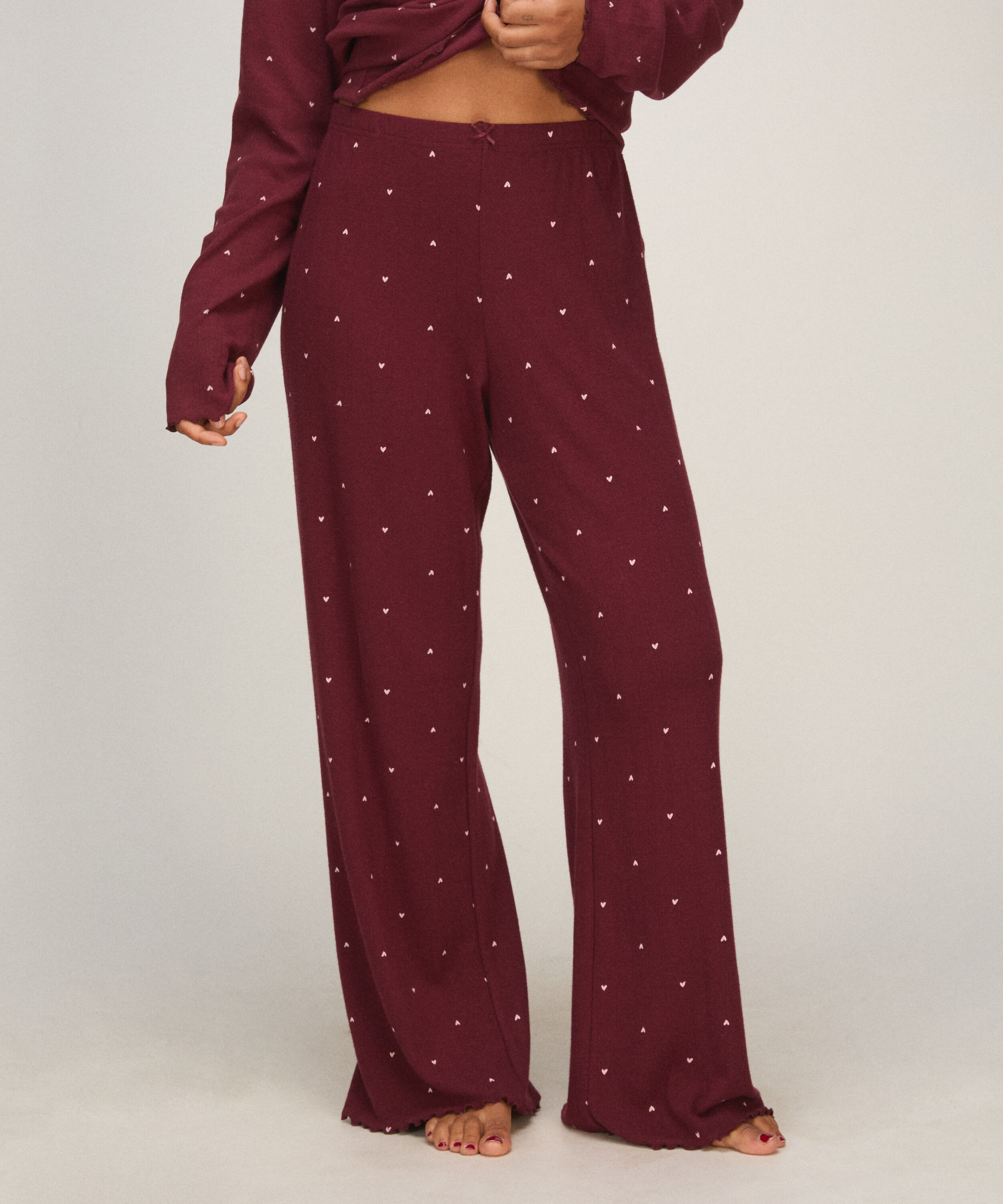 Pantalones de pijama Loose Pointelle, Morado Pantalones de pijama Loose Pointelle, Morado
