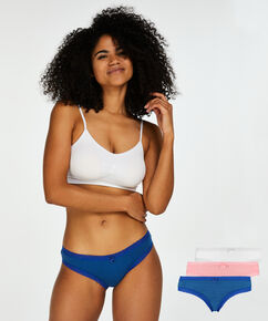 Juego de 3 brasile&ntilde;as algod&oacute;n, Azul