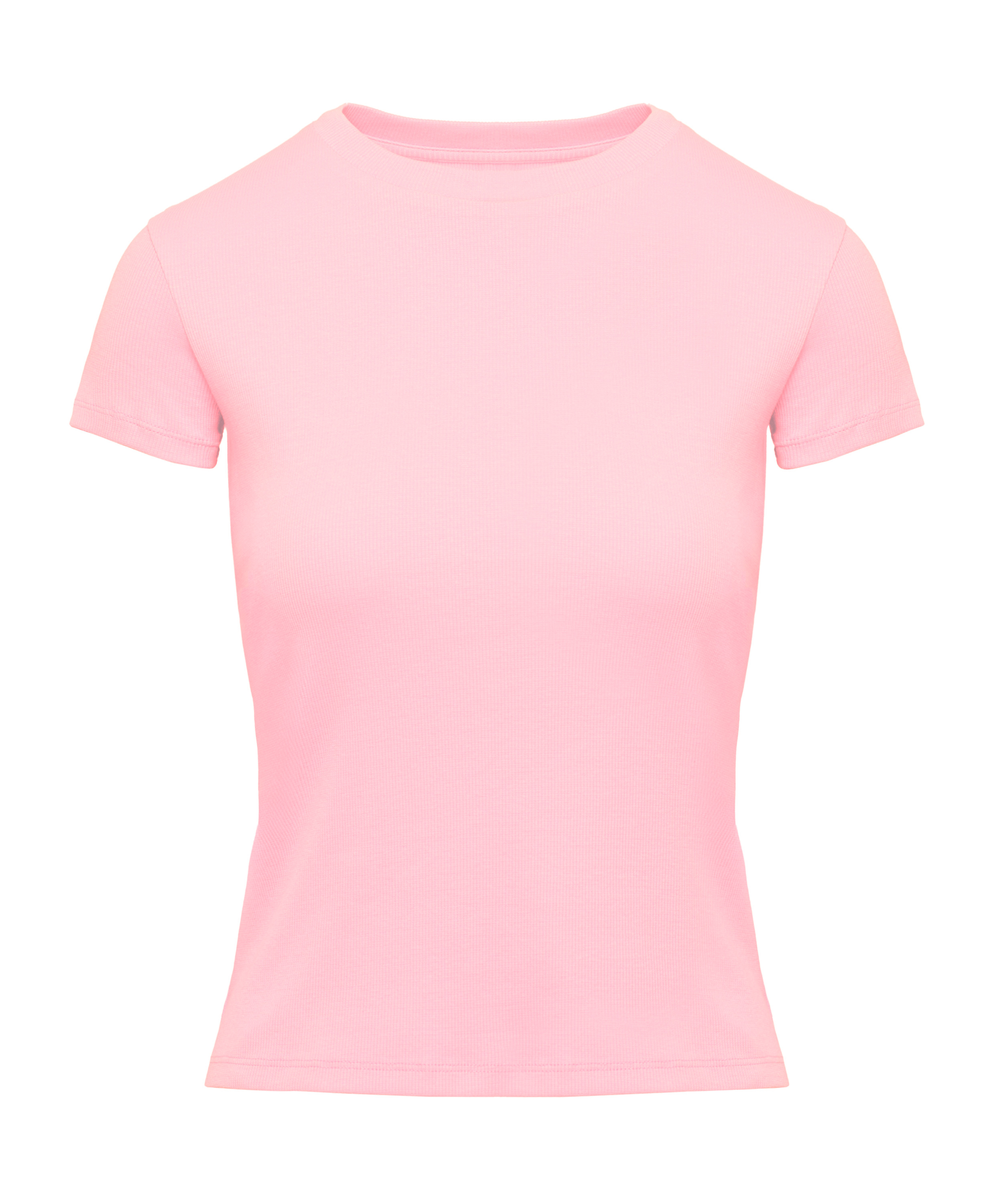 Top de pijama de manga corta rib crew neck, Rosa, main