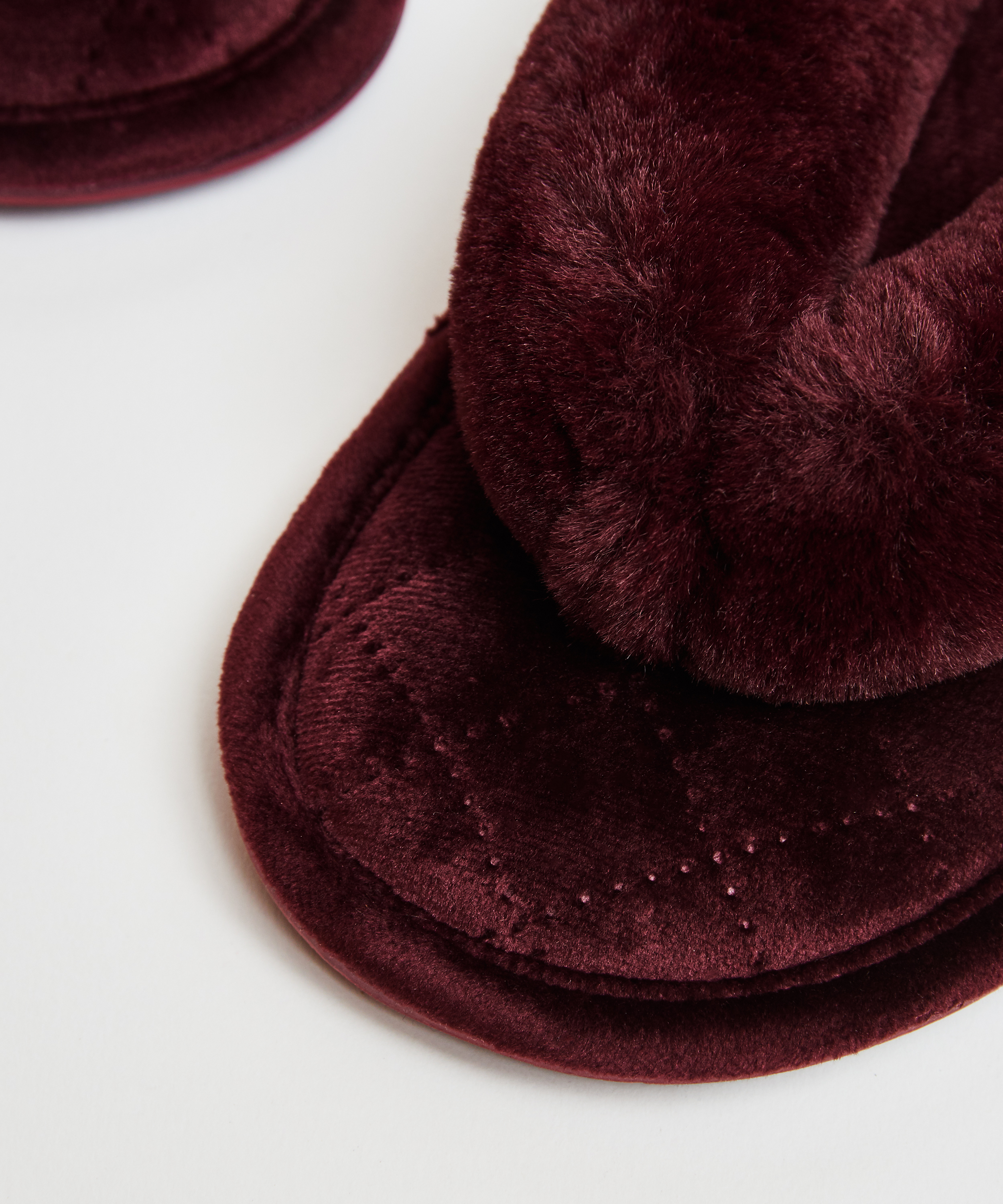 Pantuflas de terciopelo y piel sintética, Rojo, main