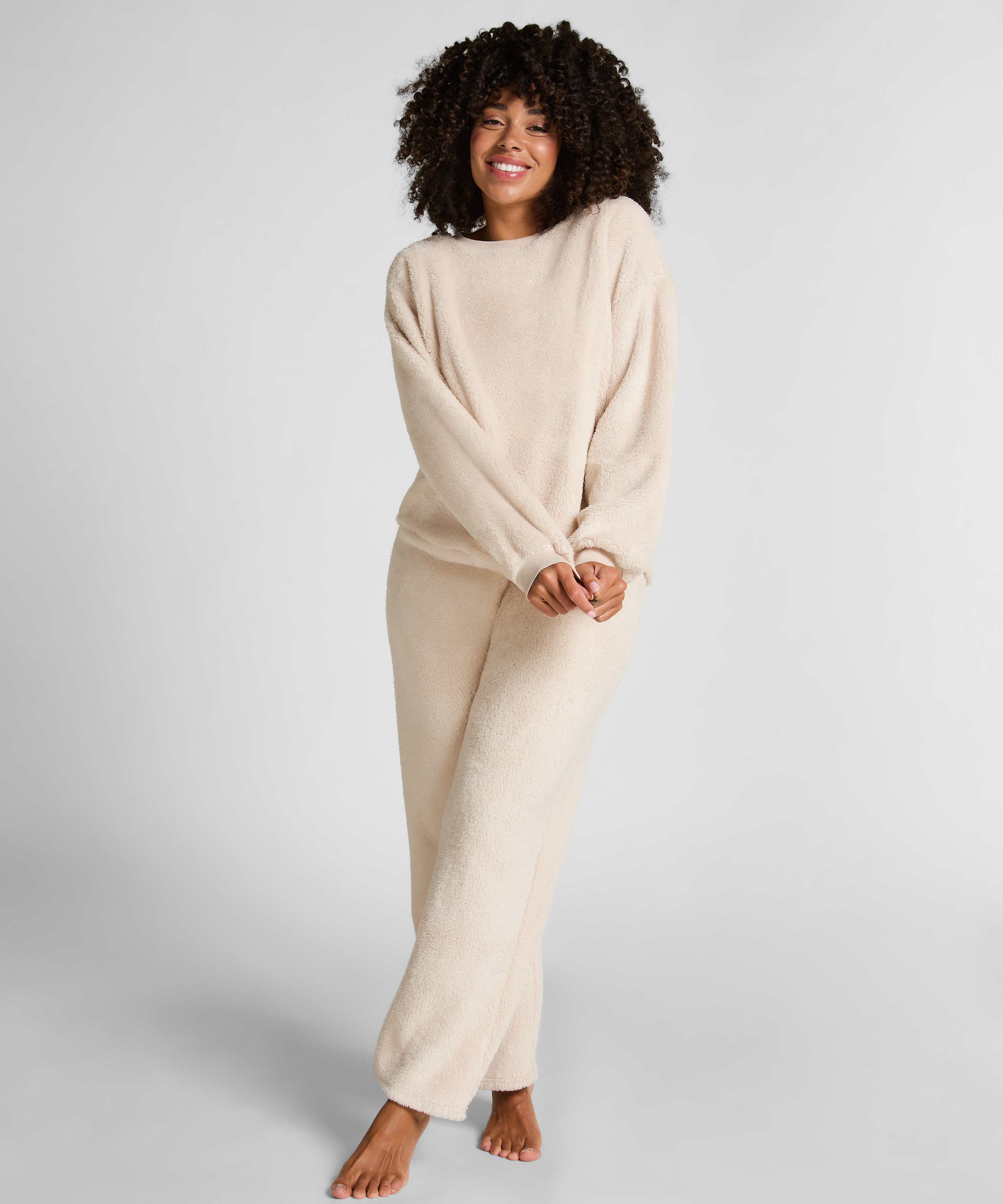 Top de manga larga de vell&oacute;n, Beige, main