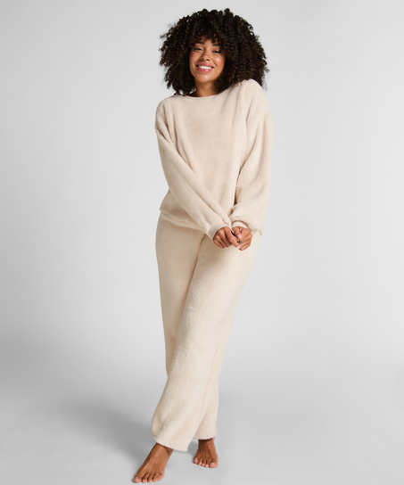 Top de manga larga de vell&oacute;n, Beige