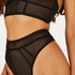 Tanga de tiro alto Sexy Mesh, Negro