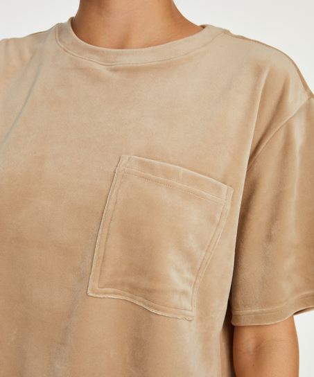 Top de terciopelo Pocket, Beige
